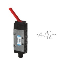 Zawór 5/2 1/4" ręczny osiowy monostabilny