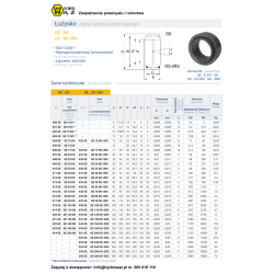 Łożysko kuliste wahliwe GE-35/55 25/20 2RS