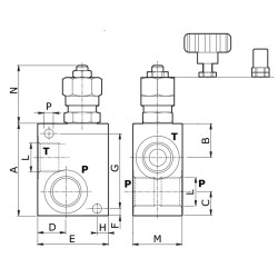 Zawór przelewowy 1/2" 35l/min 5-50bar pokrętło